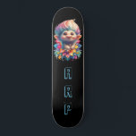 *~* Troll AP89 Neon Zwart Initialen Fun Flower Persoonlijk Skateboard<br><div class="desc">(Zoekcode AP89 voor Troll items en AP88 voor middeleeuwse thema items ) Gemakkelijk overzetten naar andere Zazzle producten. ZWARTE achtergrond Skateboard. De NEON kleuren alleen pop aanpassen / personaliseren uw INITIALEN / MONOGRAM. Schattigee grappige Lange Haar Troll. Heldere RAINBOW neon kleuren. Dit is een populaire Trending ontwerp voor iemand die...</div>