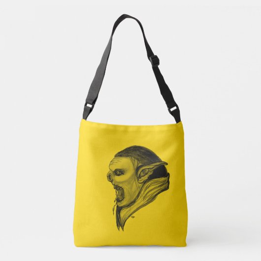 Troll Black and Yellow Design Crossbody Tas (Achterkant)