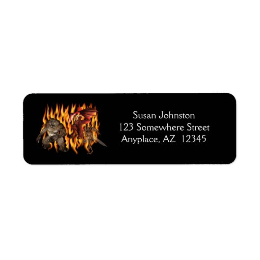 Troll Demons Flames Halloween Address Label (Voorkant)