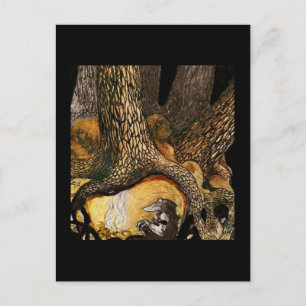 Troll door een kampvuur briefkaart