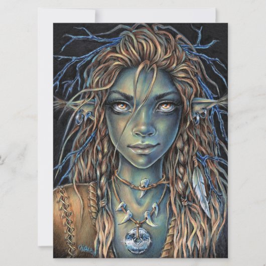 Troll Girl Elf Fairy Fantasy Forest Woman Art Kaar (Voorkant)