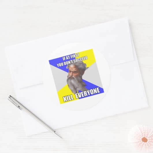 Troll God Kills Ronde Sticker (Envelop)