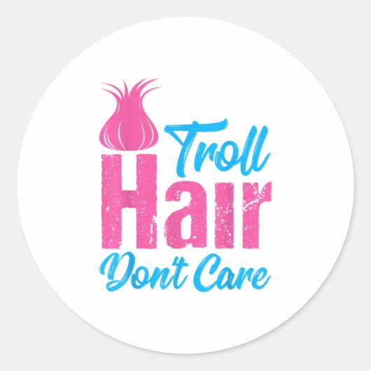Troll Hair Dont Care Halloween Kerstmis Gi Ronde Sticker (Voorkant)