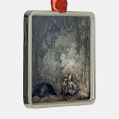 Troll Holding Child Metalen Ornament (Rechts)
