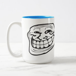 Troll LeMe Memes TROLLEN GEZICHT GRAPPIG - BEWERKB Tweekleurige Koffiemok