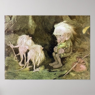 Troll met zijn huiskikker poster