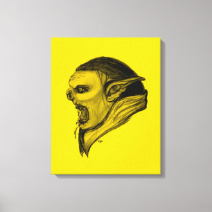 Troll schwarz gelb-ontwerp canvas afdruk