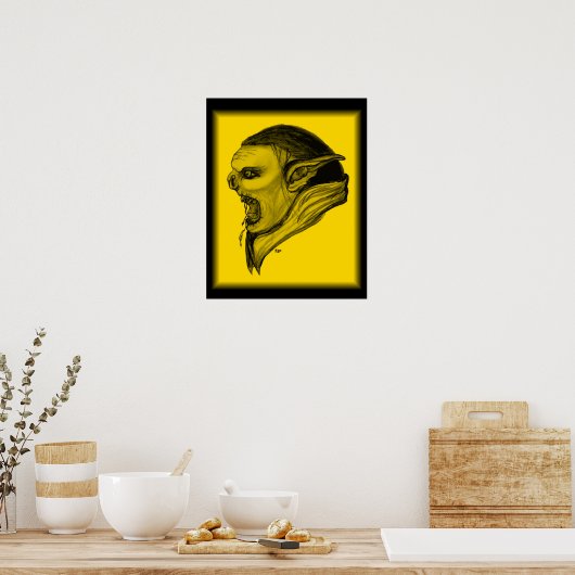 Troll schwarz gelb-ontwerp poster (Keuken)