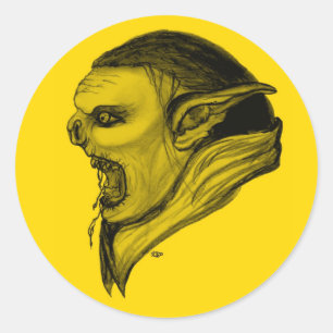 Troll schwarz gelb-ontwerp ronde sticker
