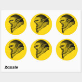 Troll schwarz gelb-ontwerp ronde sticker (Vel)