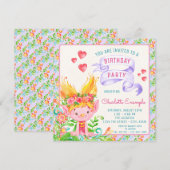 Troll verjaardagsfeestje uitnodigingen (Voorkant / Achterkant)