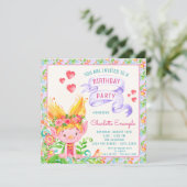 Troll verjaardagsfeestje uitnodigingen (Staand voorkant)