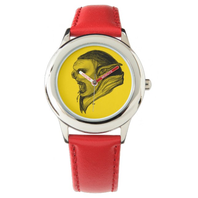 Troll - zwart en geel ontwerp horloge (Voorkant)