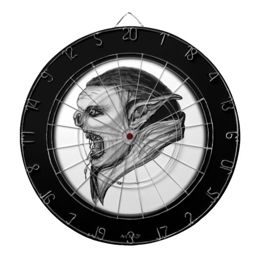 troll - zwart-wit ontwerp dartbord (Voorkant)