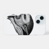 Troll zwart-wit ontwerp iPhone 15 case (Achterkant horizontaal)