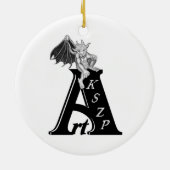 Troll zwart-wit ontwerp keramisch ornament (Achterkant)