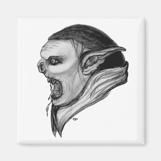 Troll zwart-wit ontwerp magneet (Voorkant)