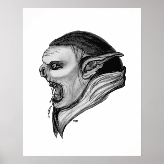 Troll zwart-wit ontwerp poster (Voorkant)