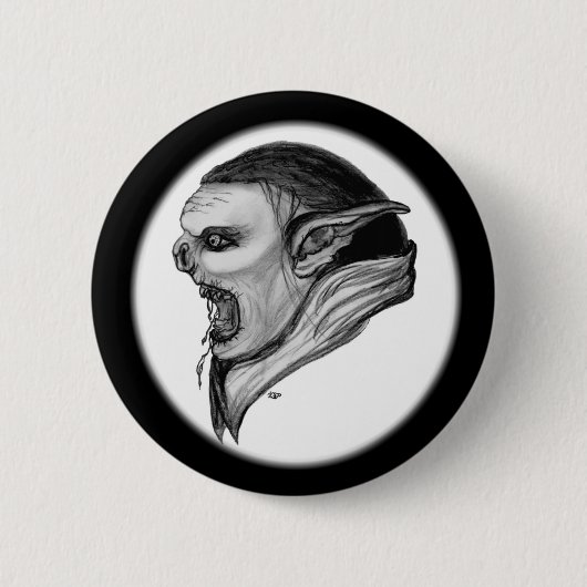 Troll zwart-wit ontwerp ronde button 5,7 cm (Voorkant)
