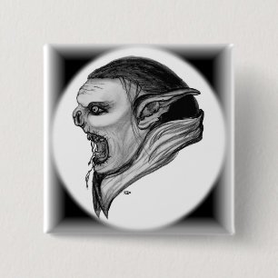 Troll zwart-wit ontwerp vierkante button 5,1 cm