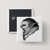 Troll zwart-wit ontwerp vierkante button 5,1 cm (Voorkant /achterkant)