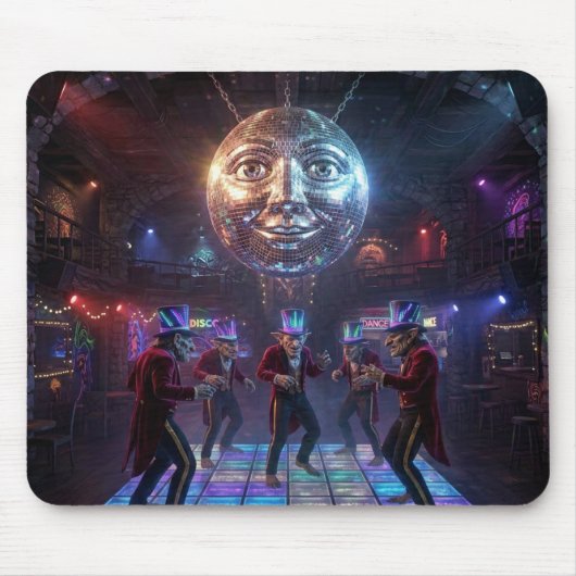 Trollen dansen onder discobal met menselijke kenme muismat (Voorkant)