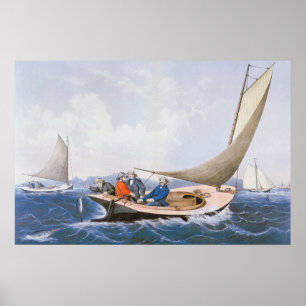 Trollen voor blauwe vis voor de kust van Maine Poster