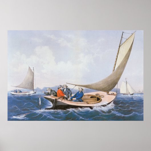 Trollen voor blauwe vis voor de kust van Maine Poster (Voorkant)