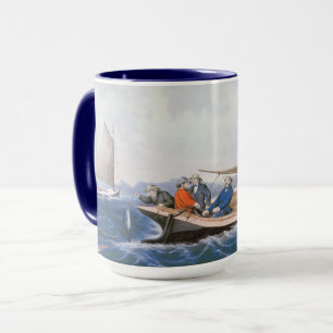 Trollen voor blauwe vuilnis voor de kust van Maine Mok