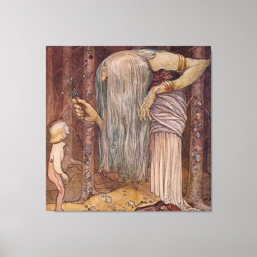 “Trollenkruid” Aquarel van John Bauer Canvas Afdruk (Voorkant)