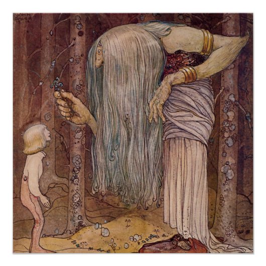 “Trollenkruid” Aquarel van John Bauer Perfect Poster (Voorkant)