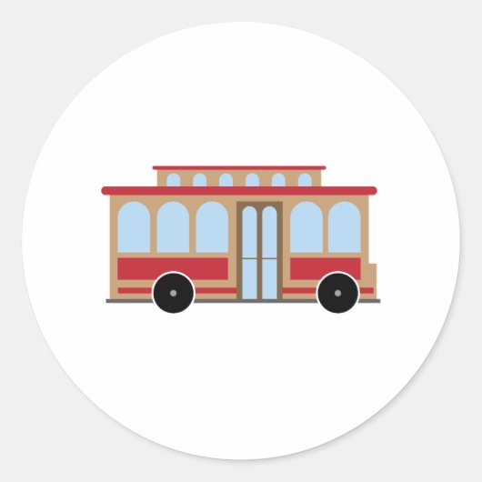 Trolley Car Ronde Sticker (Voorkant)