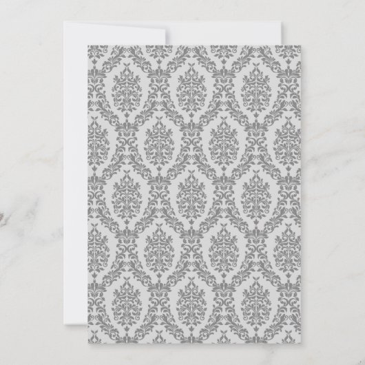 Trolley Gray Damask Bridal Shower Invitation Kaart (Achterkant)