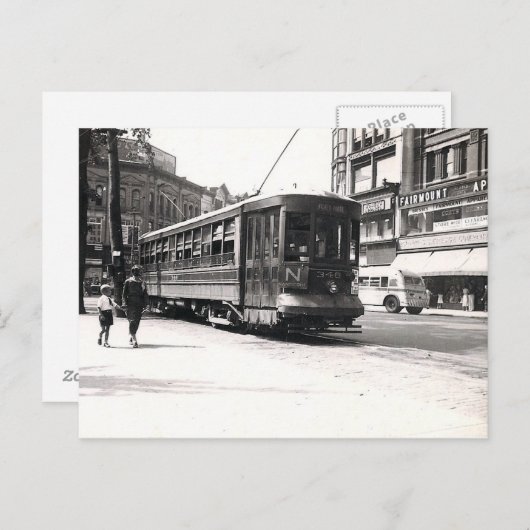 Trolley in het Briefkaart Wilkes-Barre (Voorkant / Achterkant)
