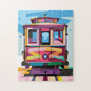 Trolley in San Francisco CA Colorful Pop Art Legpuzzel