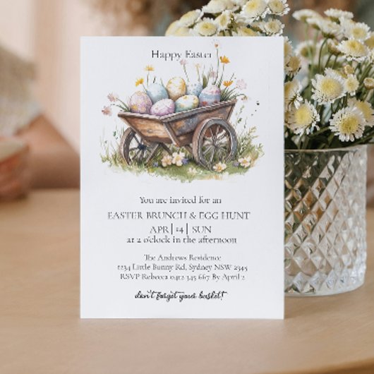trolley met eieren en eierjacht Uitnodiging