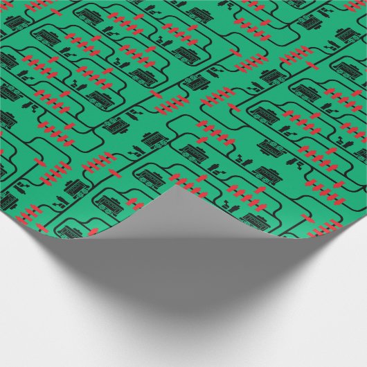 Trolley probleem - groene achtergrond cadeaupapier (Hoek)