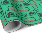 Trolley probleem - groene achtergrond cadeaupapier (Rol Hoek)