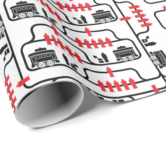 Trolley probleem - witte achtergrond cadeaupapier (Rol Hoek)