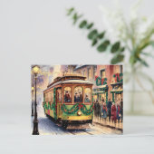 Trolley Ride op een Snowy Road Briefkaart (Staand voorkant)