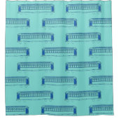 TROLLEY TRAIN STREETCAR  NEON BLUE KIJK DOUCHEGORDIJN (Voorkant)