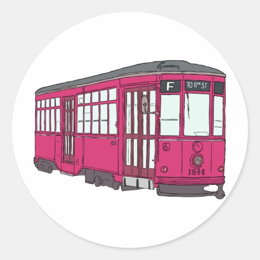 Trolley Trolleybus Streetcar Tram Trolleycar Ronde Sticker (Voorkant)