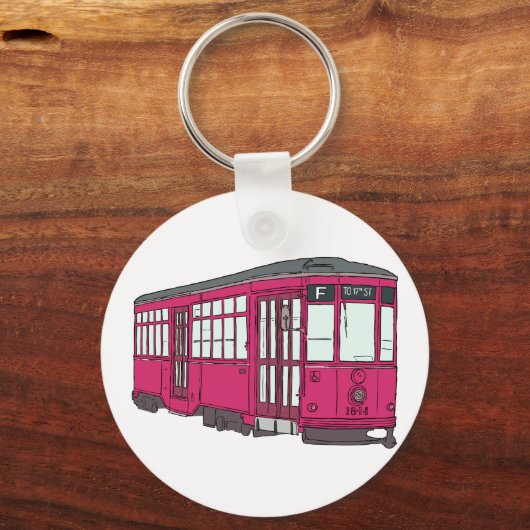 Trolley Trolleybus Streetcar Tram Trolleycar Sleutelhanger (Voorkant)