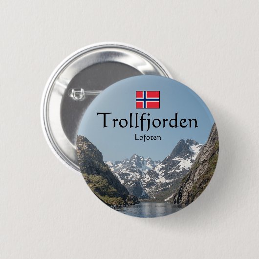 Trollfjord Lofoten Ronde Button 5,7 Cm (Voorkant /achterkant)