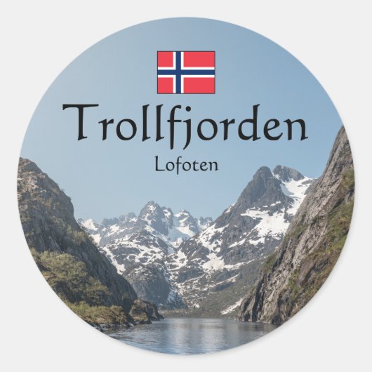 Trollfjord Lofoten Ronde Sticker (Voorkant)