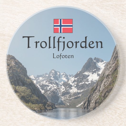 Trollfjord Lofoten Zandsteen Onderzetter (Voorkant)
