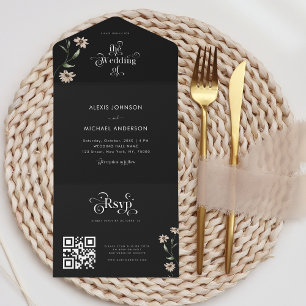 Trollige Bos Wilde Bloemen QR Code Trouwen All In One Uitnodiging
