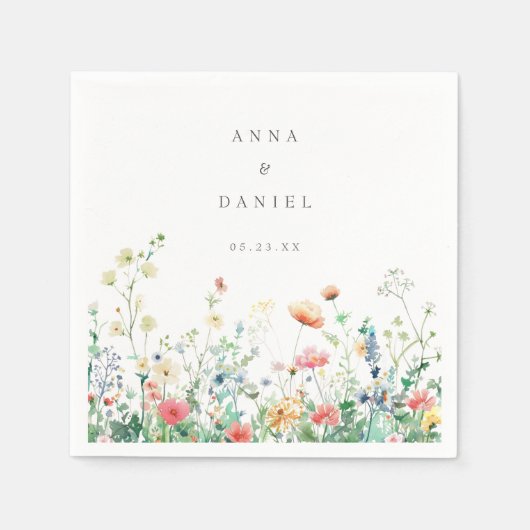 Trollige Wilde Bloemenweide Bruiloft Servet (Voorkant)