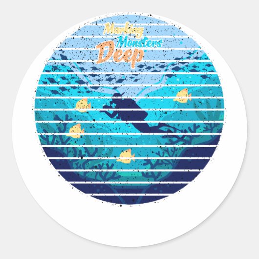 Trolling For Lake Trout Marking Monsters Ronde Sticker (Voorkant)