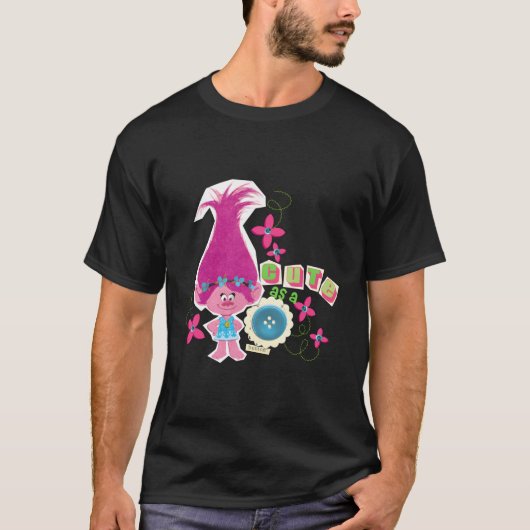 Trolls Poppy als Button T-shirt (Voorkant)